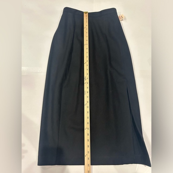 Isaac Hazan Midi Skirt Wool Women’s 10 Black Side Slit Zipper Button - Picture 10 of 12